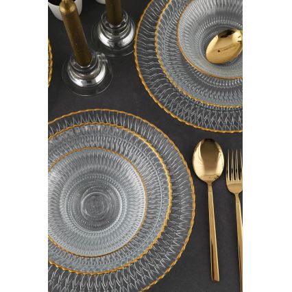 12-delige eetset helder/goud/glas