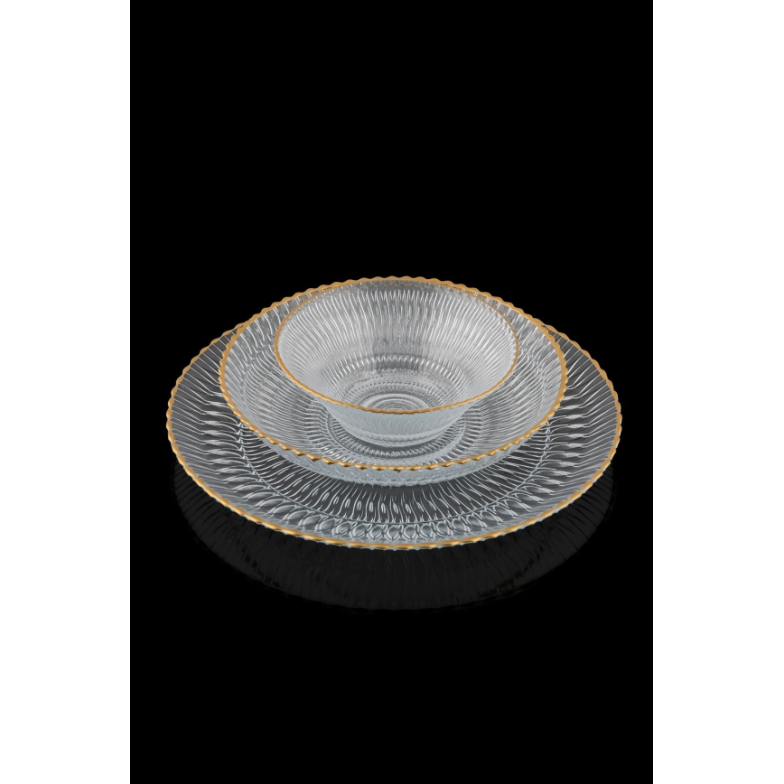 12-delige eetset helder/goud/glas