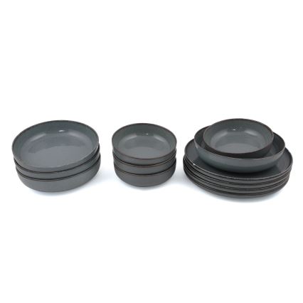 12-delige serviesset, grijs/porselein