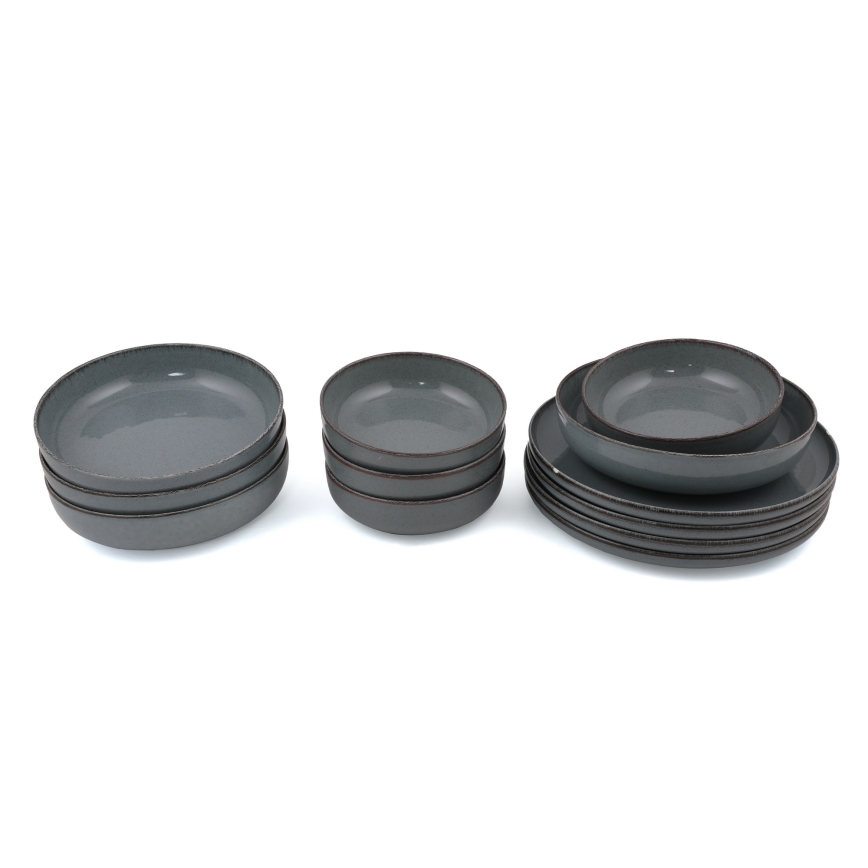 12-delige serviesset, grijs/porselein