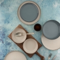 16-delige serviesset, beige/blauw, porselein