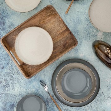 16-delige serviesset grijs/beige/porselein