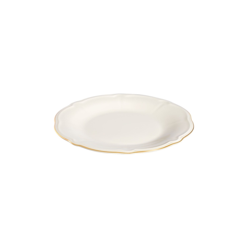 18-delig porseleinen servies, wit met gouden accenten