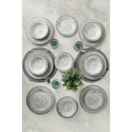 18-delig servies, grijs/keramiek