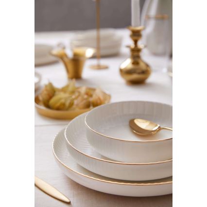 18-delig servies, wit/goud, porselein