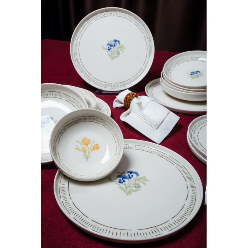 18-delig servies wit/veelkleurig/porselein
