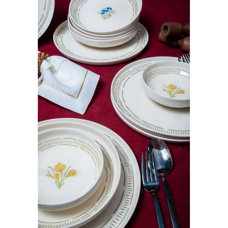 18-delig servies wit/veelkleurig/porselein