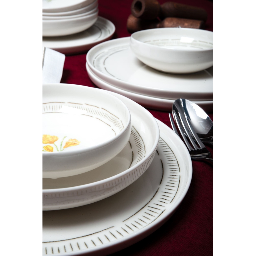 18-delig servies wit/veelkleurig/porselein