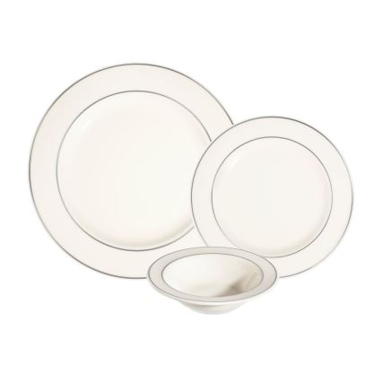 18-delig serviesset crème/zilver/porselein