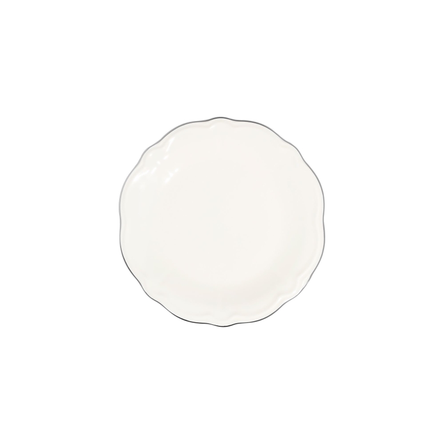 18-delige eettafelset, crème/zilver, porselein