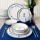 18-delige keramische serviesset — wit/blauw/groen