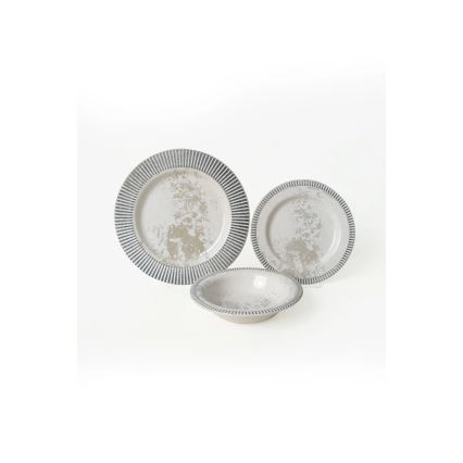 18-delige serviesset grijs/crème/keramiek