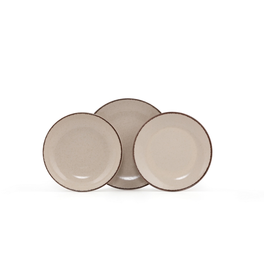 18-delige serviesset in beige porselein