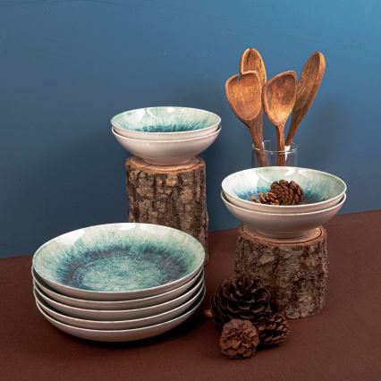 18-delige serviesset in blauw porselein