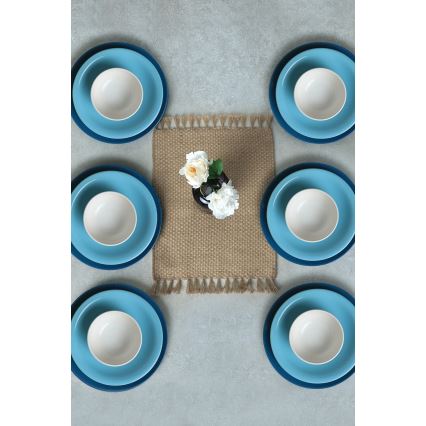 18-delige serviesset van keramiek, blauw/wit