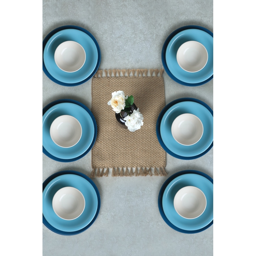 18-delige serviesset van keramiek, blauw/wit