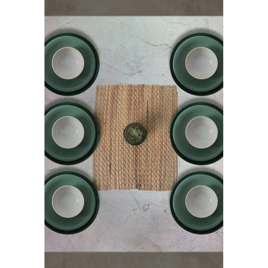 18-delige serviesset van keramiek, groen/wit