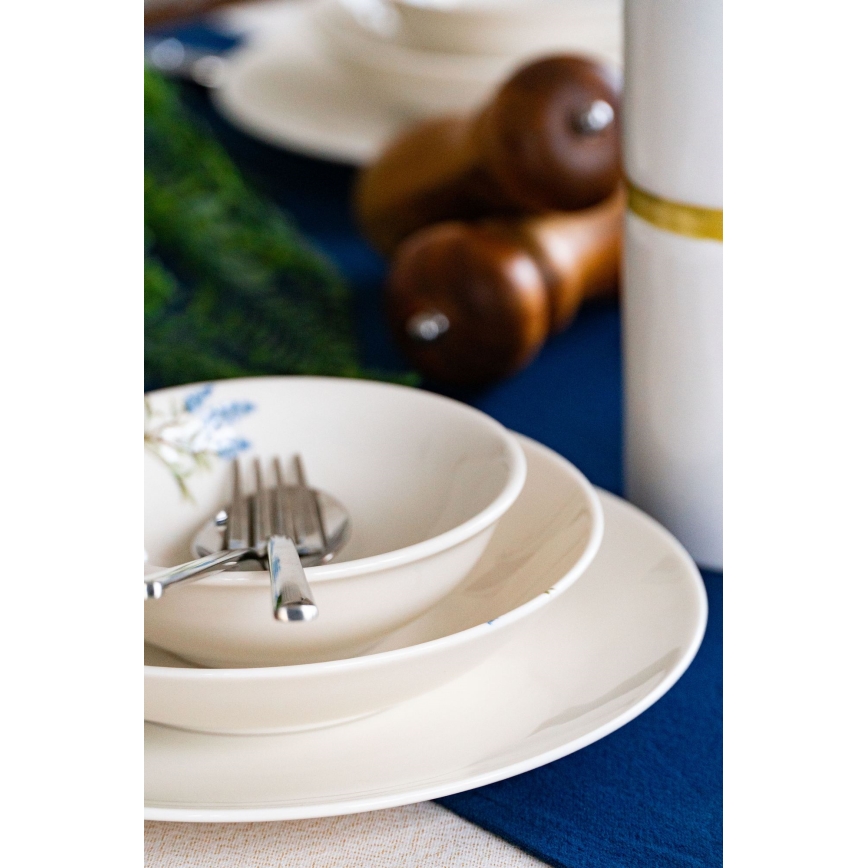 18-delige serviesset van porselein, wit/blauw/groen