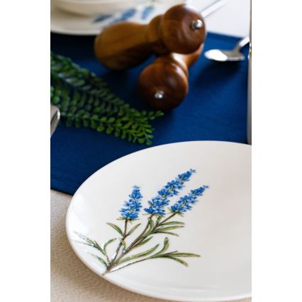 18-delige serviesset van porselein, wit/blauw/groen