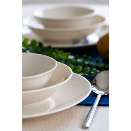 18-delige serviesset van porselein, wit/blauw/groen
