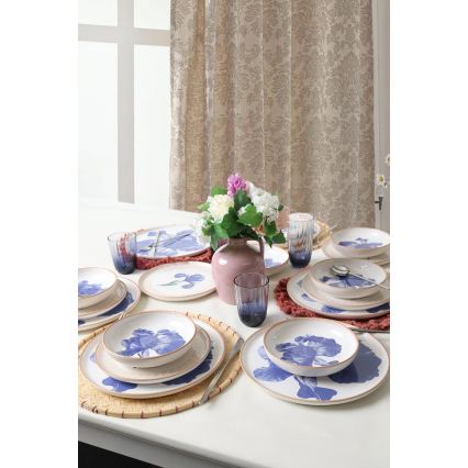 18-delige serviesset wit/blauw/beige/keramiek