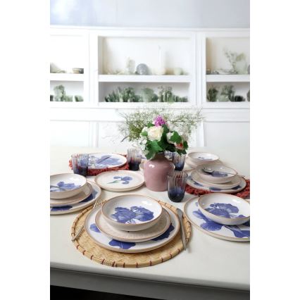 18-delige serviesset wit/blauw/beige/keramiek