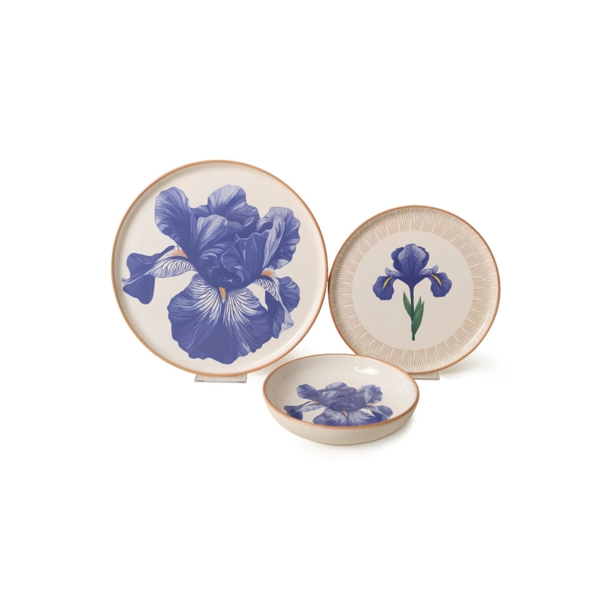 18-delige serviesset wit/blauw/beige/keramiek