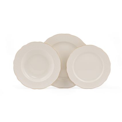 18-delige serviesset, wit/goud, porselein