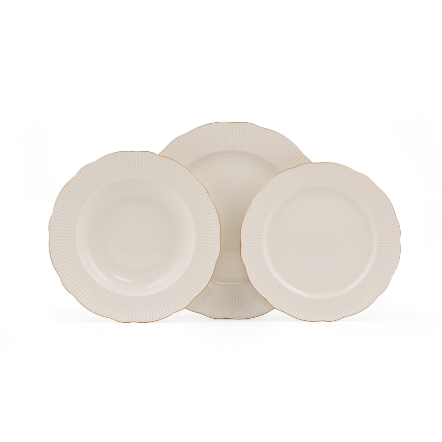 18-delige serviesset, wit/goud, porselein