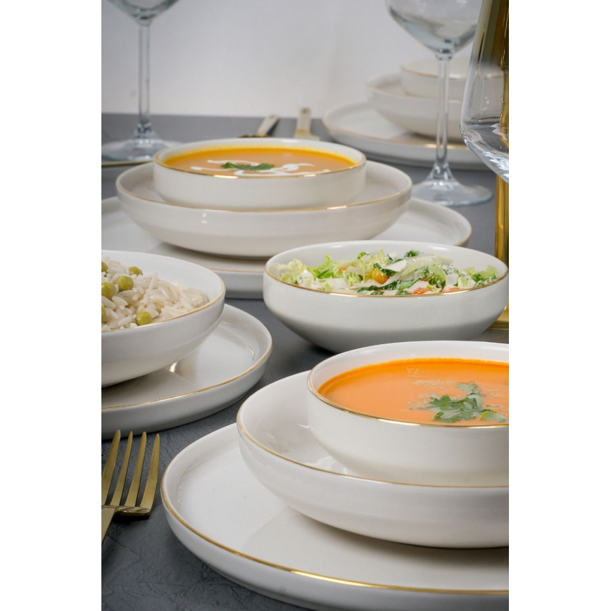 18-delige serviesset, wit/goud, porselein