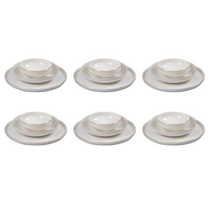 18-delige serviesset, wit/goud, porselein