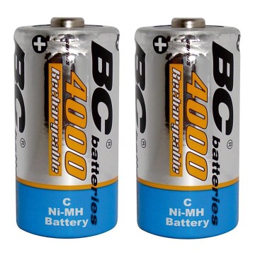 2 st. Oplaadbare batterijen NiMH C 4000 mAh 1,2V