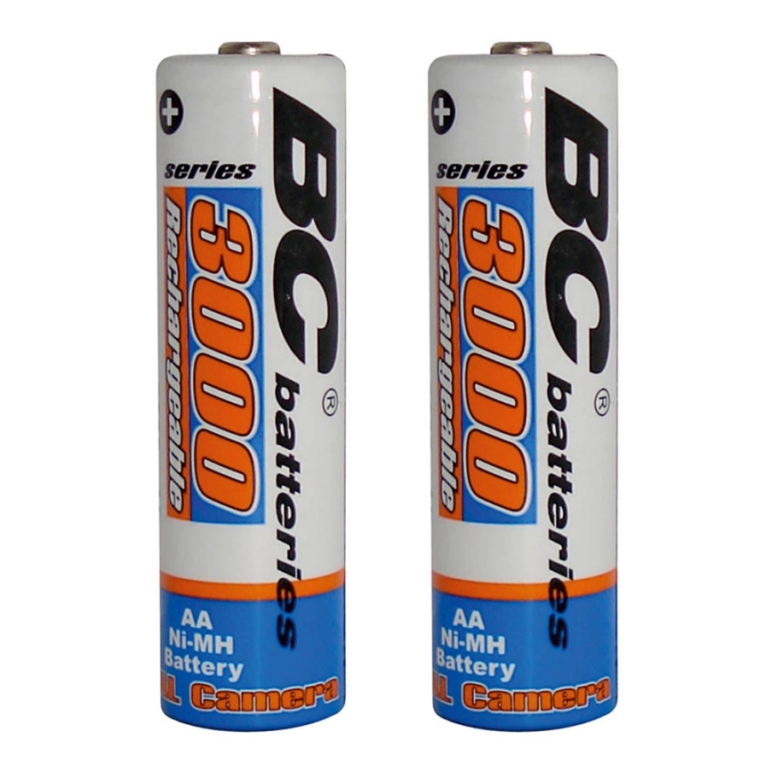 2 stuks oplaadbare NiMH AA batterijen 3000 mAh 1,2V
