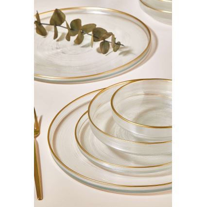 24-delig eetservies helder/goud/glas