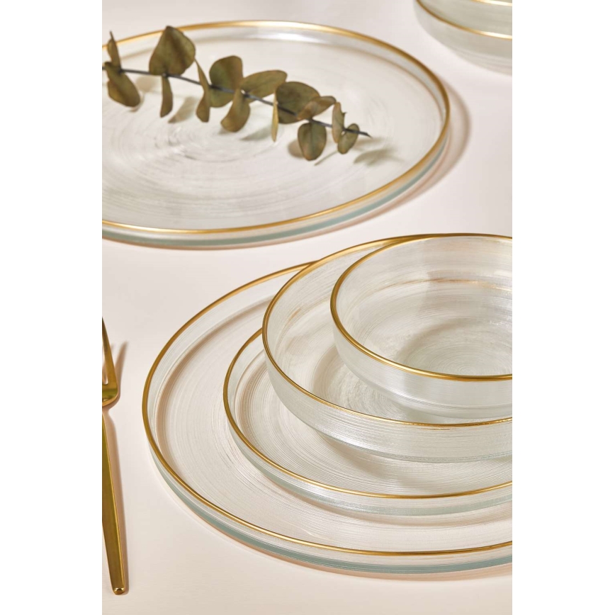 24-delig eetservies helder/goud/glas