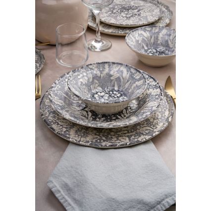 24-delig servies, grijs/keramiek