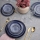 24-delig servies in blauw keramiek