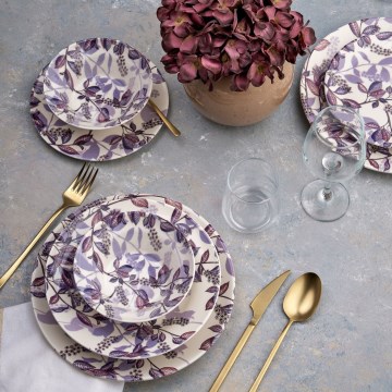 24-delig servies, paars, keramiek
