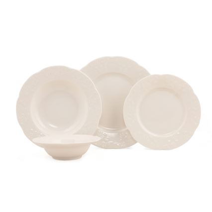 24-delig servies van crèmekleurig porselein