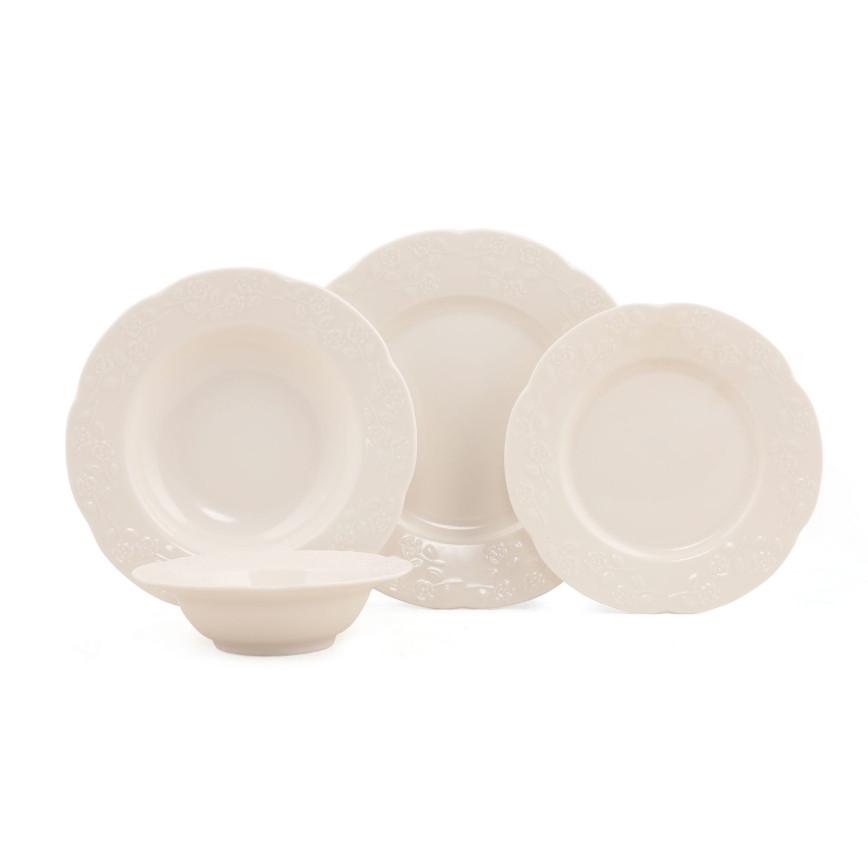 24-delig servies van crèmekleurig porselein