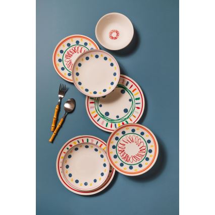 24-delig servies, veelkleurig/porselein