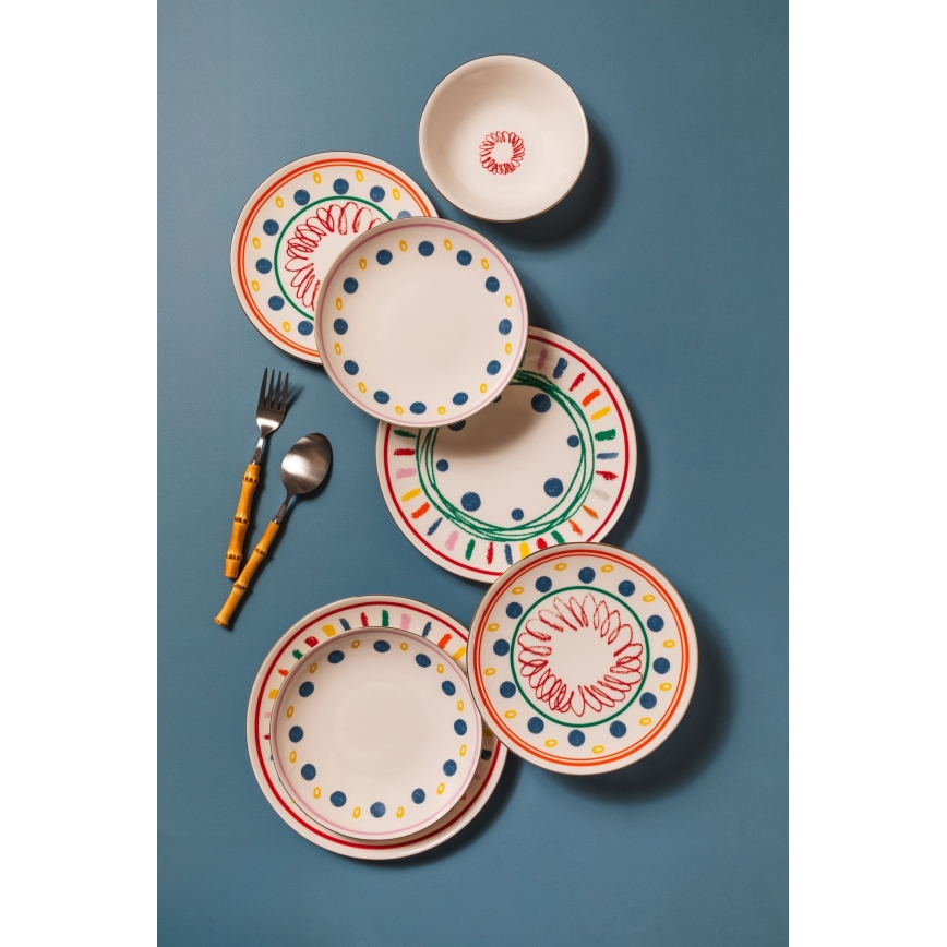 24-delig servies, veelkleurig/porselein