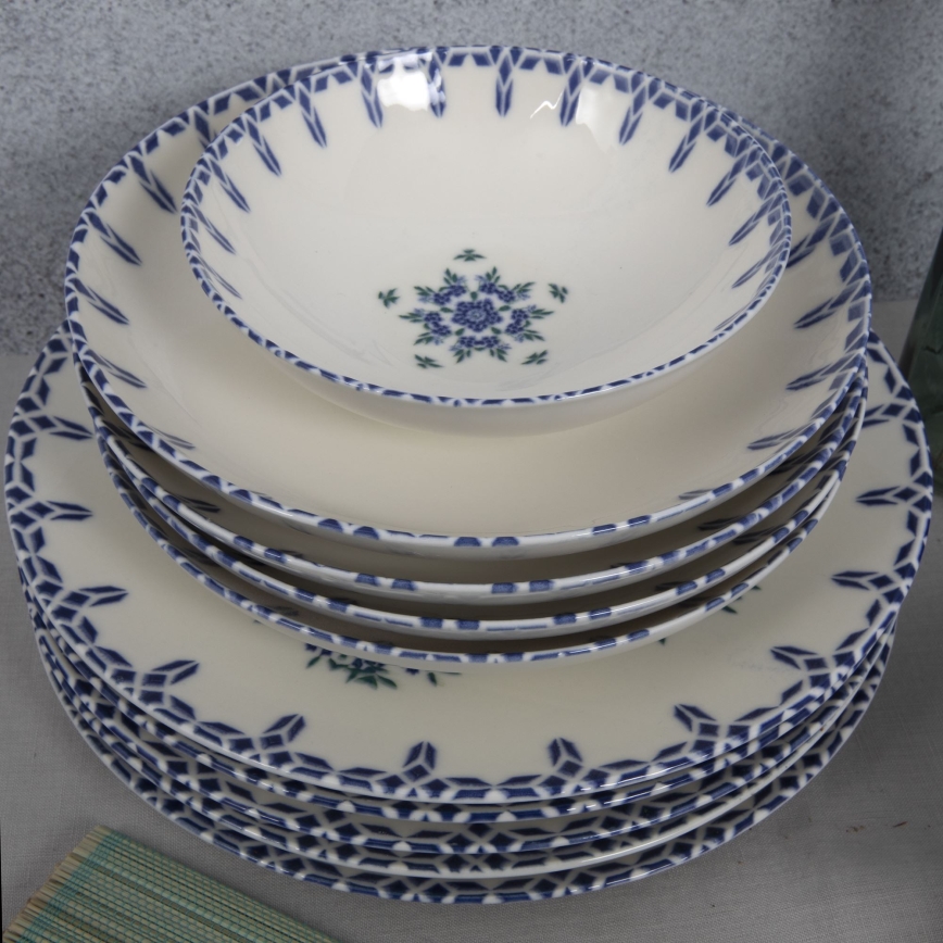 24-delig servies wit/blauw/porselein