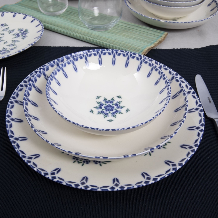 24-delig servies wit/blauw/porselein