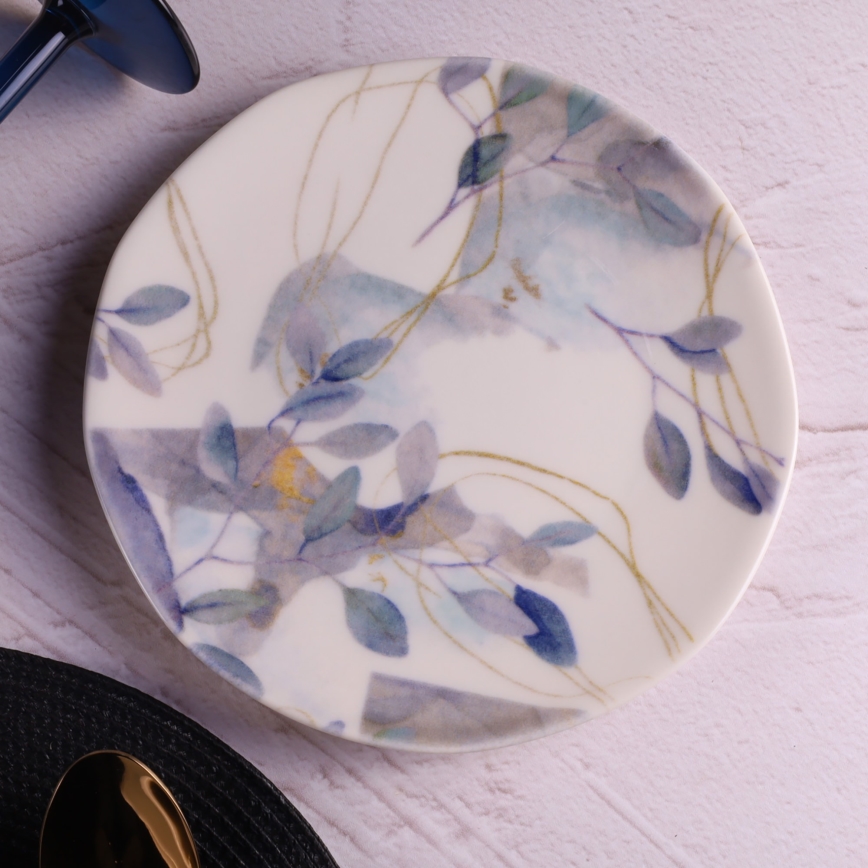 24-delig servies, wit/blauw, porselein