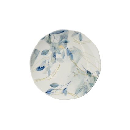 24-delig servies, wit/blauw, porselein