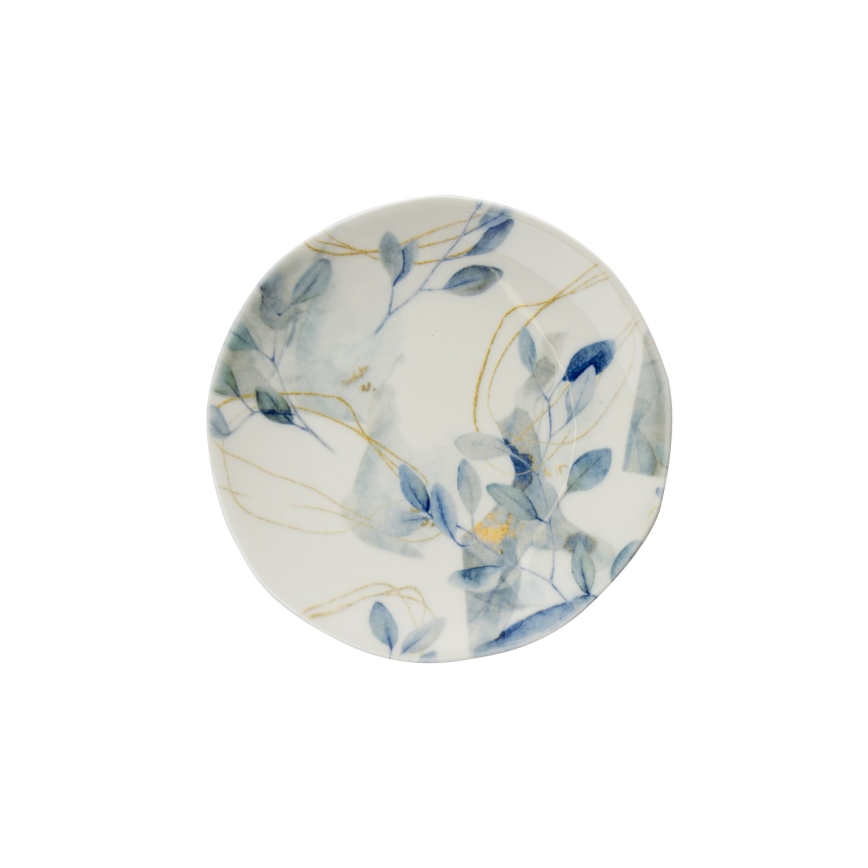 24-delig servies, wit/blauw, porselein