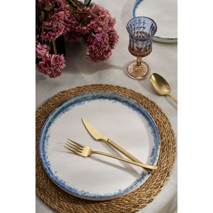 24-delig servies, wit/blauw, porselein