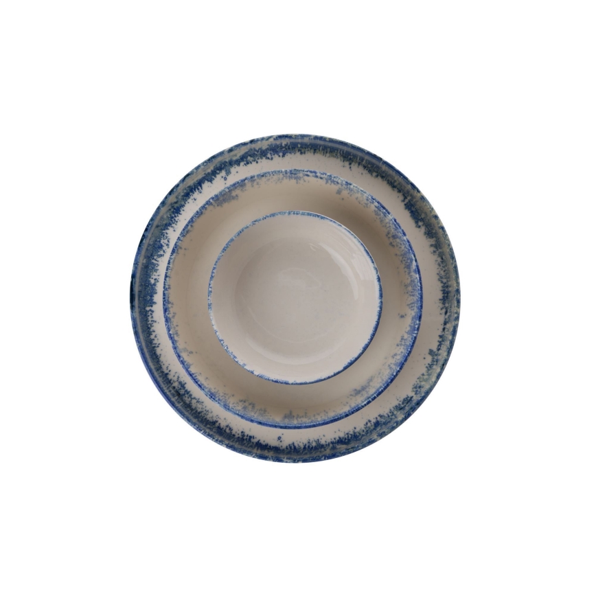 24-delig servies, wit/blauw, porselein