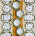24-delig servies, wit/groen/goud, keramiek